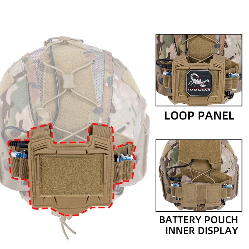 IDOGEAR Taktische Helmabdeckung für Militärhelm mit NVG-Batterietasche (Größe M / L)