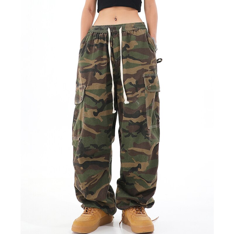 Pantalon Camouflage Cargo pour Femmes (Grunge Élastique)