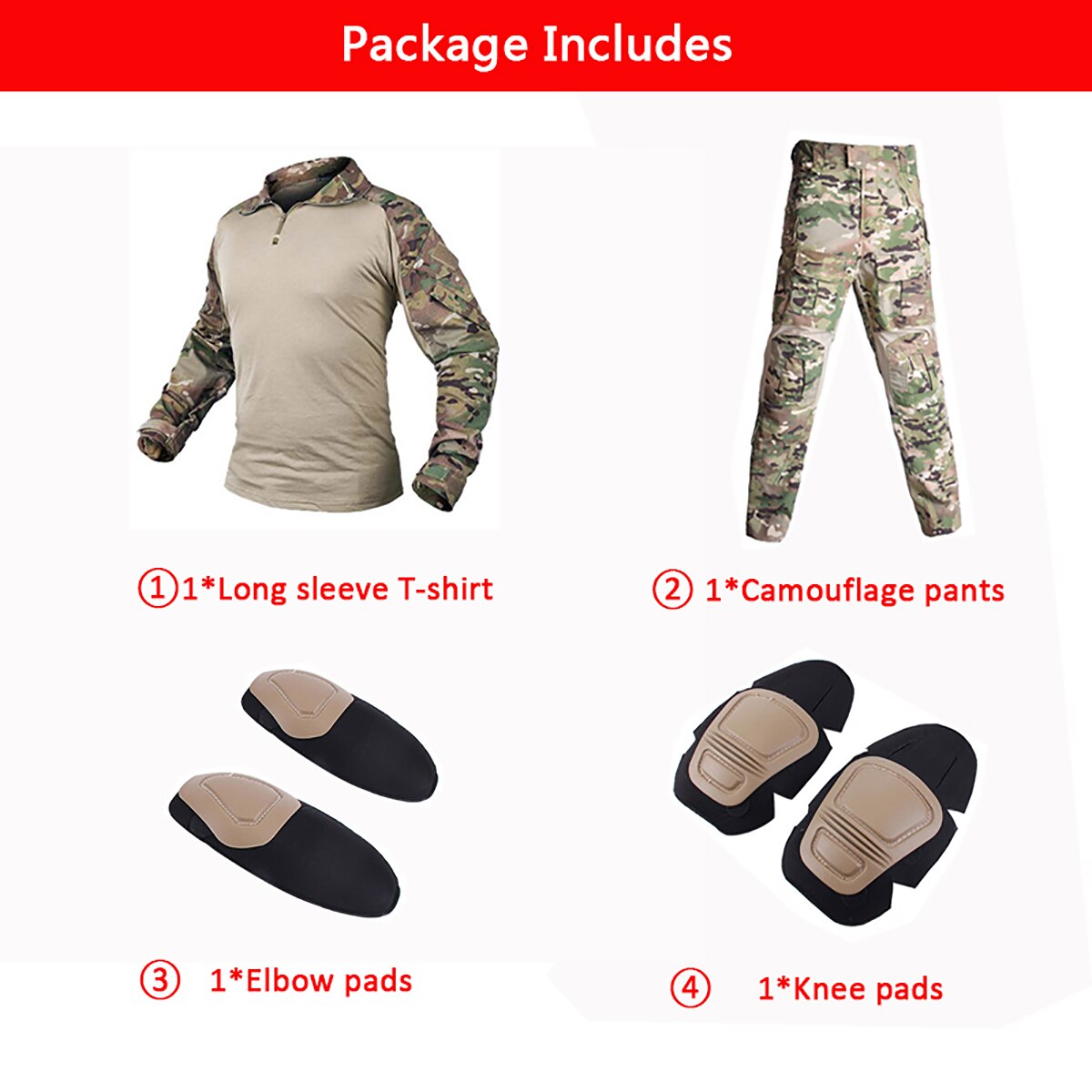 Uniforme Camouflage Militaire & Pantalon Multicam poches Cargo